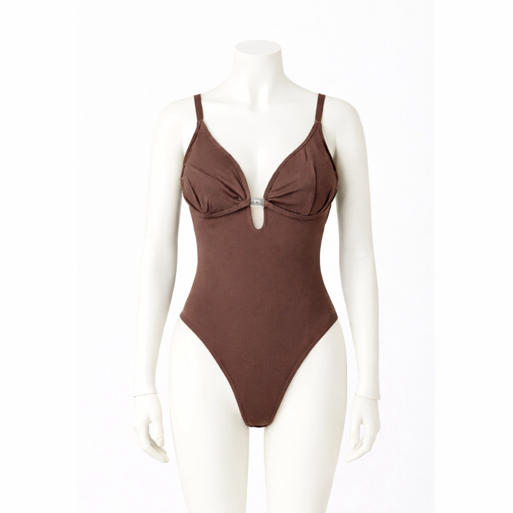 Women's Seamless Tummy Control Shapewear Thong Bodysuit – Brown – Size S – NWOT